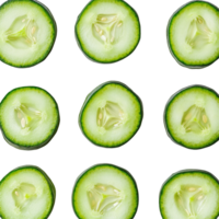 Fresh cucumber slices arranged on a clean transparent background for culinary presentation or health recipes, Fresh slice cucumber on transparent background png