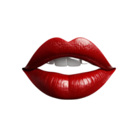 A closeup of womans luscious lips adorned with vibrant red lipstick making a kiss gesture, Womans lips with red lipstick and kiss gesture, 3D render isolated on transparent background png