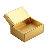 Elegant gold open gift box isolated on a transparent background, perfect for presenting surprises and special occasions, Gold open gift box isolated png