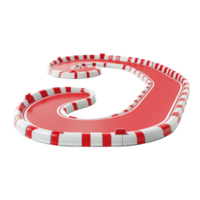 Curved race track featuring red and transparent barriers designed for an exciting racing experience in a controlled environment, Curving Race Track with Red and transparent Barriers, Isolated on png