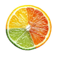 Vibrant orange, lemon, and lime slices arranged beautifully on a clean transparent background for a fresh, colorful display, Orange lemon lime slice isolated on transparent background png