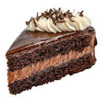 Delicious isolated slice of chocolate cake with cream served on a plain background for dessert lovers, Isolated slice of chocolate cake with cream png