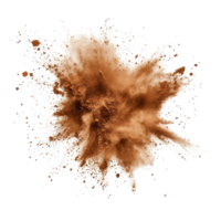Dirt brown powder explodes into a cloud against a clean transparent background, creating an artistic burst of color, dirt brown powder pulver explosion isolated on transparent background png