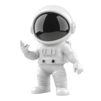 White space astronaut character standing on a plain background waving with a friendly gesture, White space man, 3d character Transparent background png