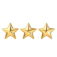 High quality service rating represented by three golden stars on a light background, High Quality Service Rating Concept 5 stars review, white background png