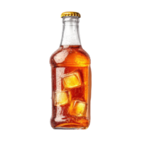 Refreshing bottle of iced tea with ice cubes captured against a clean white background, bottle of ice teaisolated on white background png