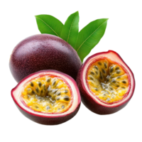 Young passion fruit showcasing vibrant color and juicy texture, perfect for culinary uses and nutritious snacking, Young Passion Fruit isolated on Transparent background png
