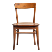 Wooden chair with a name engraved, suitable for cozy interiors or rustic spaces, wooden chair with a back and seat with a name on it Transparent background png