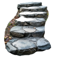 Stone path with steps invites exploration through a lush landscape leading to a white building, stone path with steps leading up to the top, Transparent background png