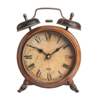 Vintage alarm clock with rustic design isolated on white background, classic vintage alarm clock isolated on White background png