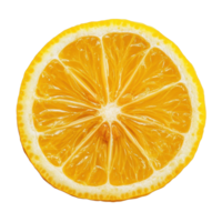 Fresh lemon slice displaying vibrant yellow juice and textured pulp on a clean Transparent background, slice of lemon citrus fruit on background png