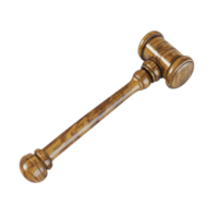 Gavel placed on a clean white background showcasing intricate wood grain and craftsmanship details, Gavel isolated isolated on white background png