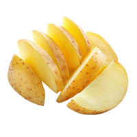 Sliced potatoes isolated on a Transparent background showcasing fresh cut surfaces, potatoes slice isolated on background png