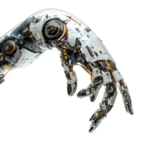 Mechanical arm with intricate circuitry showcased against a clean Transparent background, Mechanical arm and circuit core background png