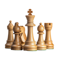 Elegant wooden chess figures arranged on a classic chessboard with Transparent background, Wooden chess figures on a classic chessboard background png