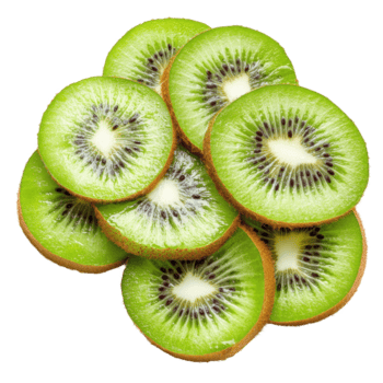 appena affettato Kiwi frutta disposte ordinatamente su un' trasparente sfondo per visivo appello e culinario uso, affettato Kiwi frutta isolato su sfondo png