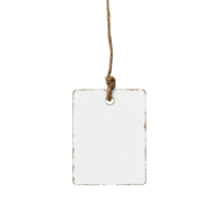 Blank name tag hanging on string against a white background with simple and clean design, Blank Name Tag Hanging on String Isolated on white background png