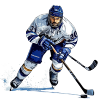 Ice hockey player in action with stick on isolated white background, Ice Hockey Player with Stick, Isolated, white background png