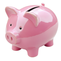 Piggy bank in bright pink color isolated on Transparent background showcasing savings concept for financial planning, Pink Piggy bank with money isolated on background png