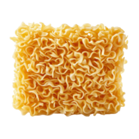 Uncooked instant noodles in a rectangular block on a Transparent background ready for meal preparation, Raw uncooked Instant noodles isolated on background png
