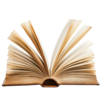 Open book with pages fluttering in the air isolated on Transparent background highlighting the beauty of literature, Open book isolated on background, background png