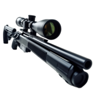 Scope Mounted rifle with detailed optics on a Transparent background highlighting precision and design elements, Scope mounted rifle with detailed optics, background png