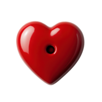 Heart button isolated on a white background with a glossy finish and a hole for attachment or use, Heart button isolated on white background png