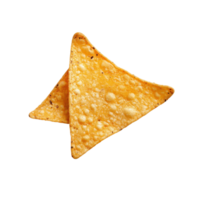 Single nacho chip isolated on Transparent background showcasing crisp texture and triangular shape, Single nacho chip isolated on background png