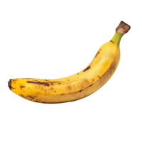 Ripe banana with wooden top placed on a clean Transparent background for a simple and fresh presentation, ripe banana with a wooden top on a background png