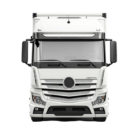 Front view of a large white truck isolated on a clean Transparent background for transportation and logistics representation, Truck front view isolated on background png