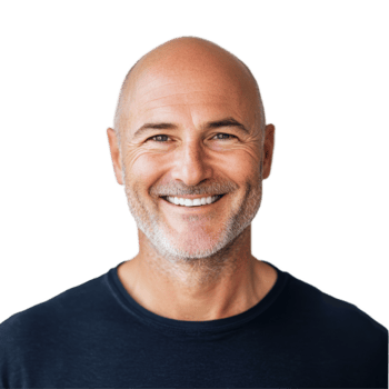 lächelnd kahl Mann mit ein heiter Ausdruck gegen ein einfach transparent Hintergrund, lächelnd kahl Mann lächelnd über ein Hintergrund png