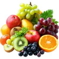 Fresh fruits and vegetables arranged on a bright white background for healthy eating, fruit and vegetableisolated on white background png