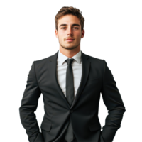 Confident young businessman standing isolated on Transparent background with hands in pockets, Young businessman isolated on background png