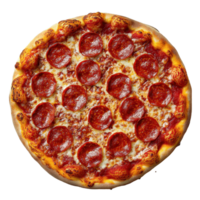 Pepperoni pizza on a Transparent background showcasing delicious layers of toppings and melted cheese, Pepperoni pizza isolated on background png