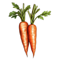 Detailed illustration of carrots with green tops isolated on white background showcasing botanical accuracy, Carrots Isolated on white background Old Botanical realistic png