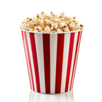 Classic popcorn bucket filled with fresh popcorn on a Transparent background perfect for movie nights, Popcorn bucket isolated on background png