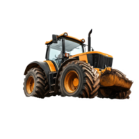 Tractor digs and levels soil efficiently in agricultural field during daytime, Image tractor digging and leveling soil isolated on white background png