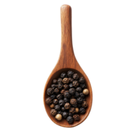 Peppercorns in wooden spoon isolated on Transparent background create a rustic culinary atmosphere, Peppercorn in wood spoon isolated on background png