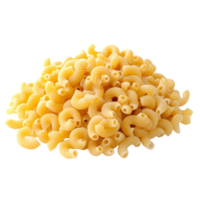 Raw macaroni gomiti pasta in a neat pile isolated on a Transparent background ready for cooking or recipe preparation, Pile of raw Macaroni Gomiti Pasta isolated on background png