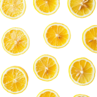 Sliced lemon fruit arranged neatly on a Transparent background for culinary and decorative purposes, Sliced lemon fruit on background png
