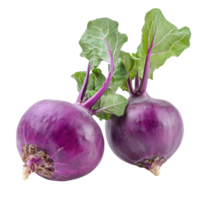 Purple kohlrabi on a Transparent background highlighting its vibrant color and unique shape, Purple kohlrabi isolated on background png
