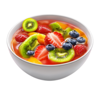 A vibrant and healthy fruit soup with strawberries, blueberries, and kiwi, isolated on transparent background png
