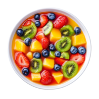 A fresh and colorful fruit soup with strawberries, blueberries, and kiwi, isolated on transparent background png