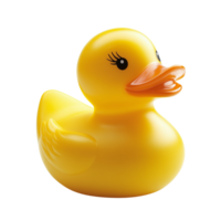 Bright rubber duck toy with smooth surface and classic look Isolated on transparent Background png