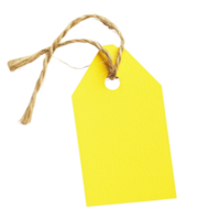 Handmade yellow paper tag with twine string for gift wrapping Isolated on transparent Background png