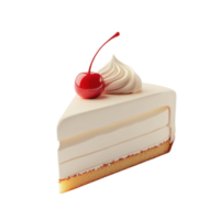 A fun 3D cartoon cake slice with a cherry, isolated on transparent background png
