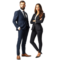 Business executives posing side by side in formal outfits Isolated on transparent Background png