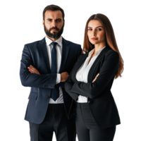 Office colleagues dressed formally and posing with confidence Isolated on transparent Background png