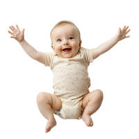 A cheerful baby reaching out with tiny hands while lying on its back, isolated on transparent Background png