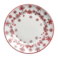 An elegant Christmas plate set featuring intricate snowflake patterns, Isolated on transparent Background png